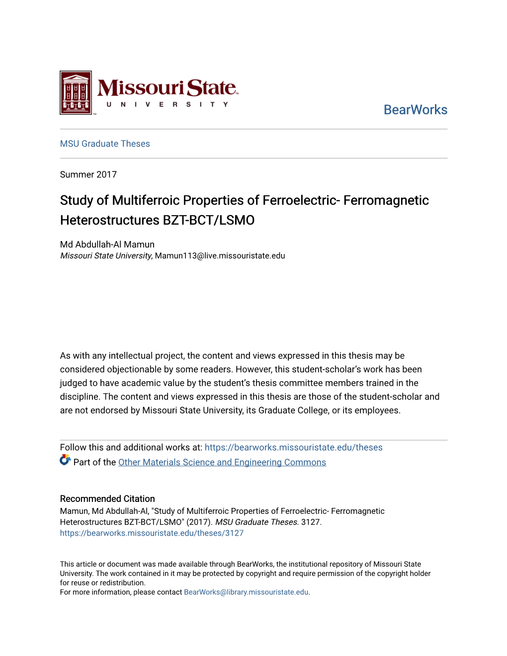 Ferromagnetic Heterostructures BZT-BCT/LSMO