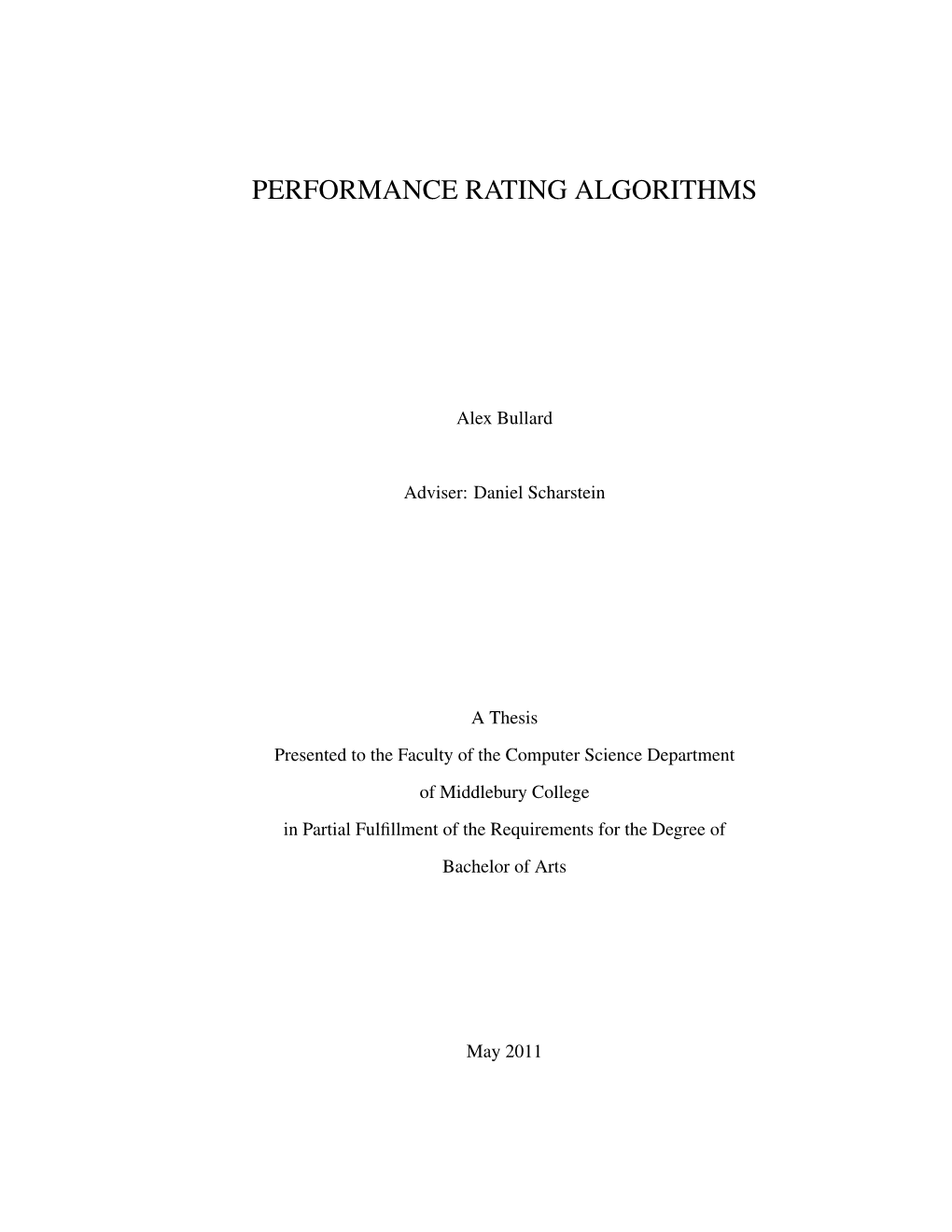 Performance Rating Algorithms