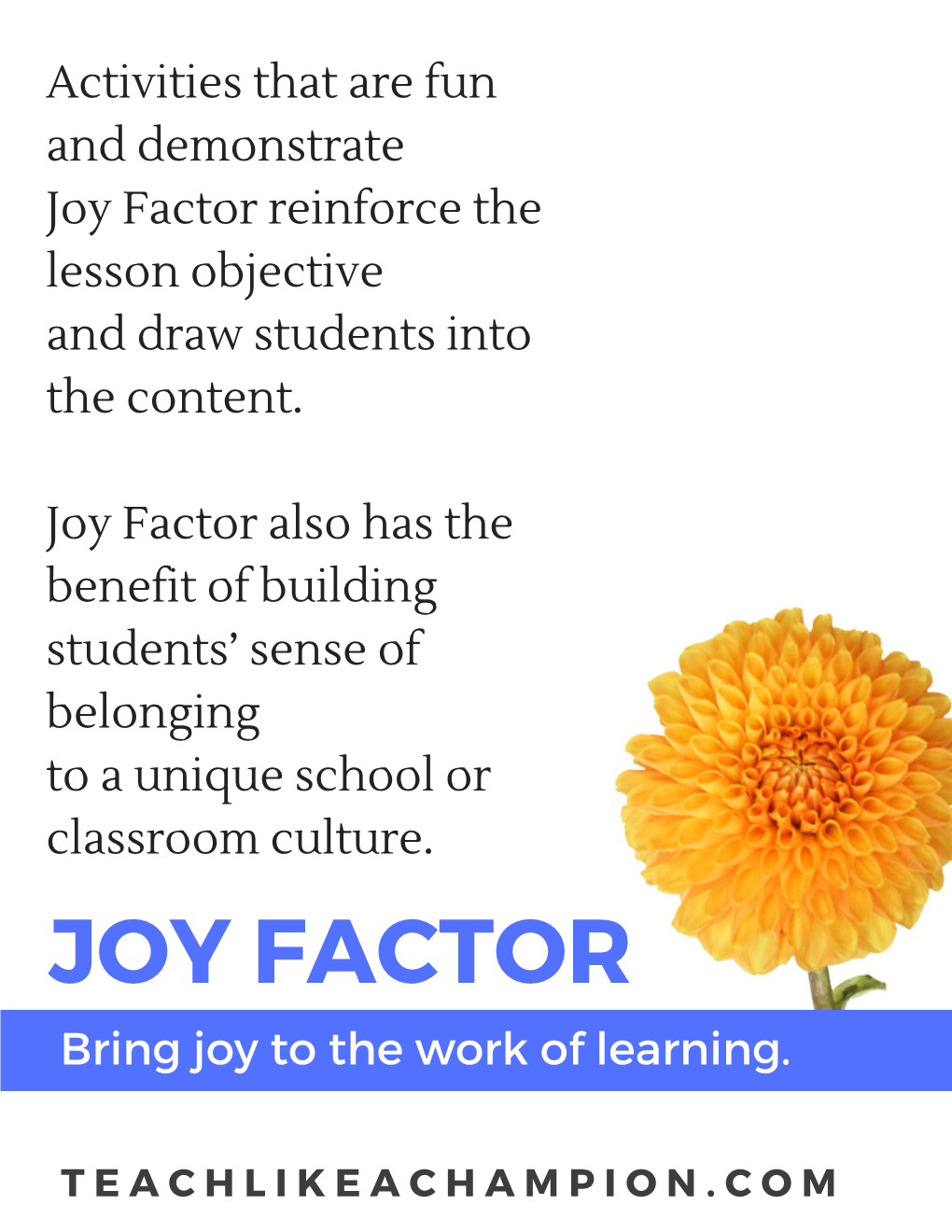 Joy Factor Reinforce the Lesson Objective and Draw Students Into the Content