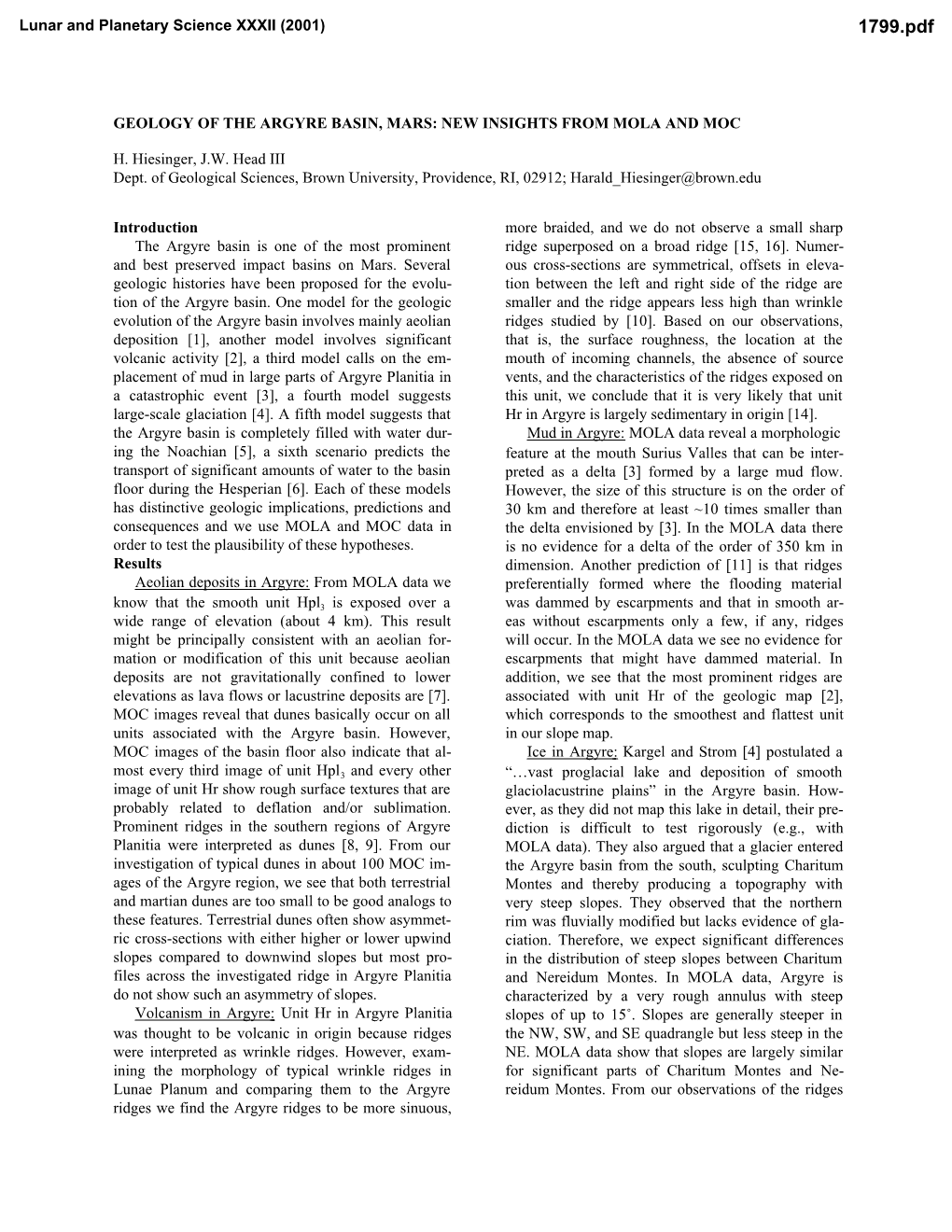 Geology of the Argyre Basin, Mars: New Insights from Mola and Moc