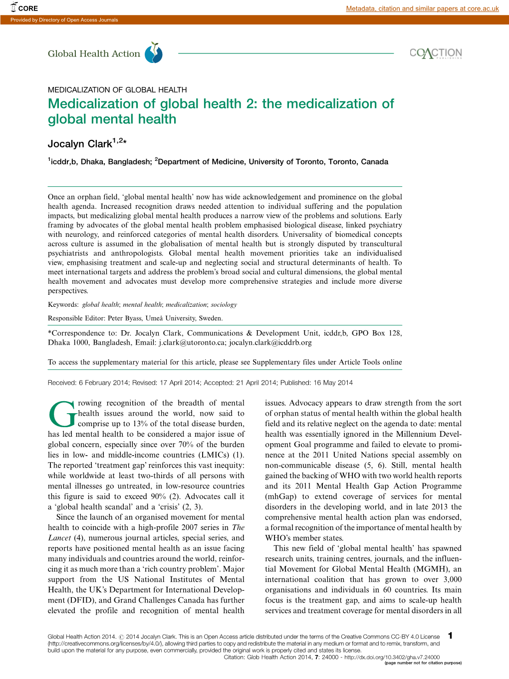 The Medicalization of Global Mental Health