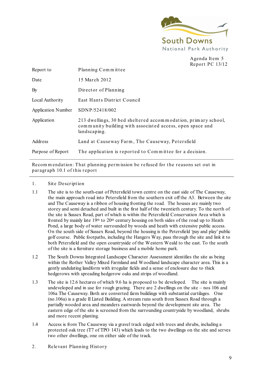 9 Report to Planning Committee Date 15 March 2012 by Director Of