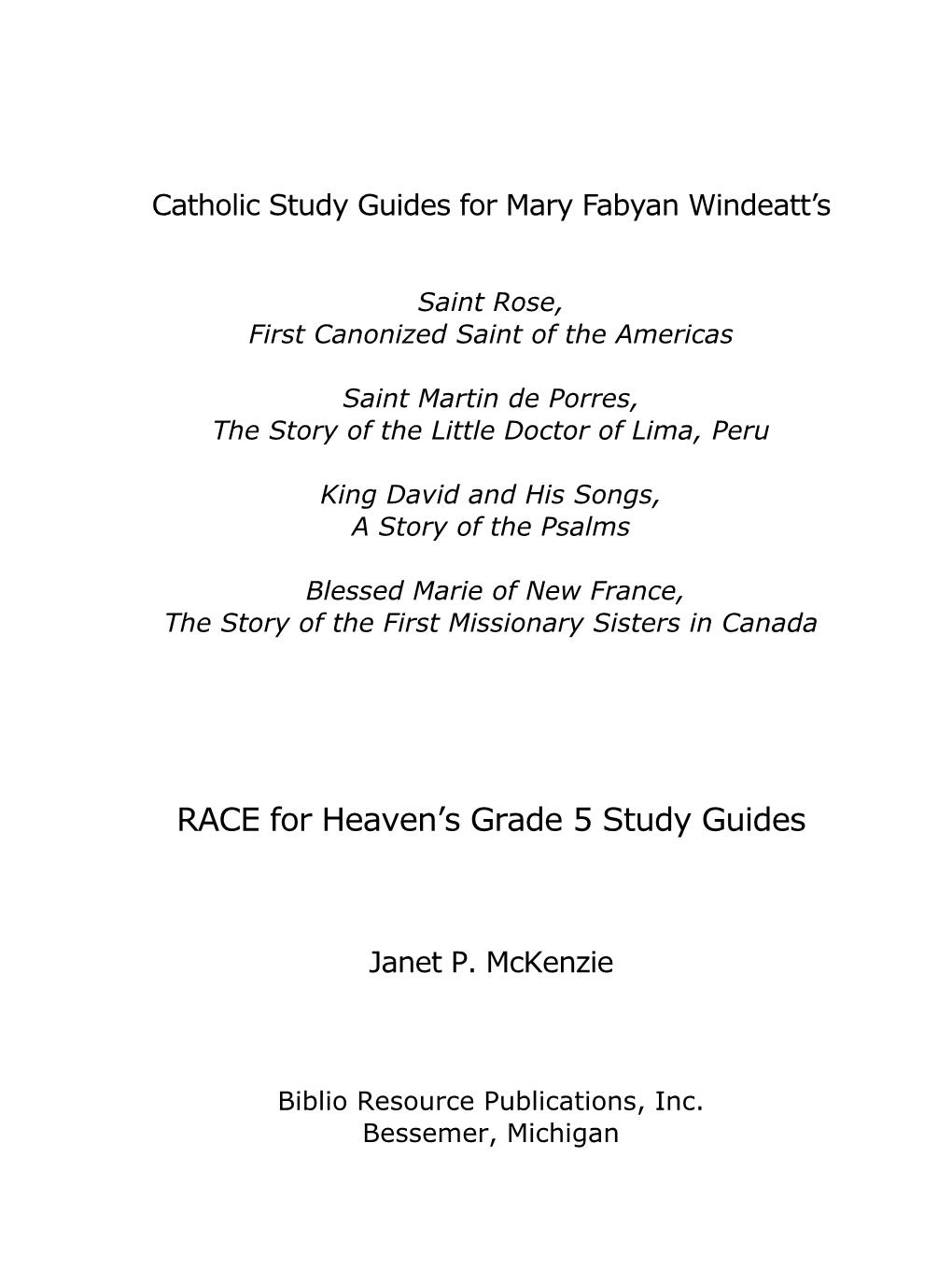 Catholic Study Guides for Mary Fabyan Windeatt's