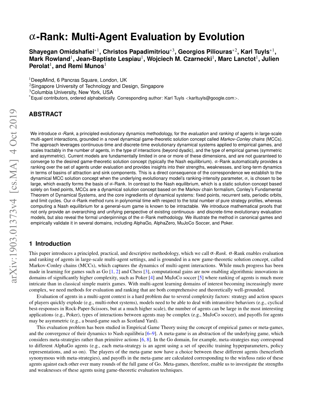 $\Alpha $-Rank: Multi-Agent Evaluation by Evolution