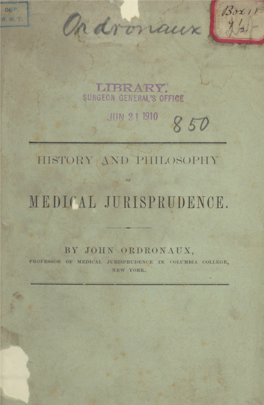 History and Philosophy of Medical Jurisprudence