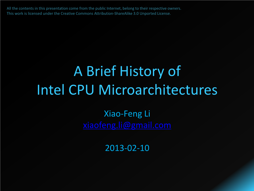 A Brief History of Intel CPU Microarchitectures