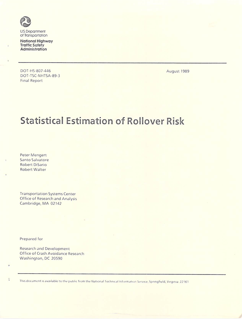 Statistical Estimation of Rollover Risk