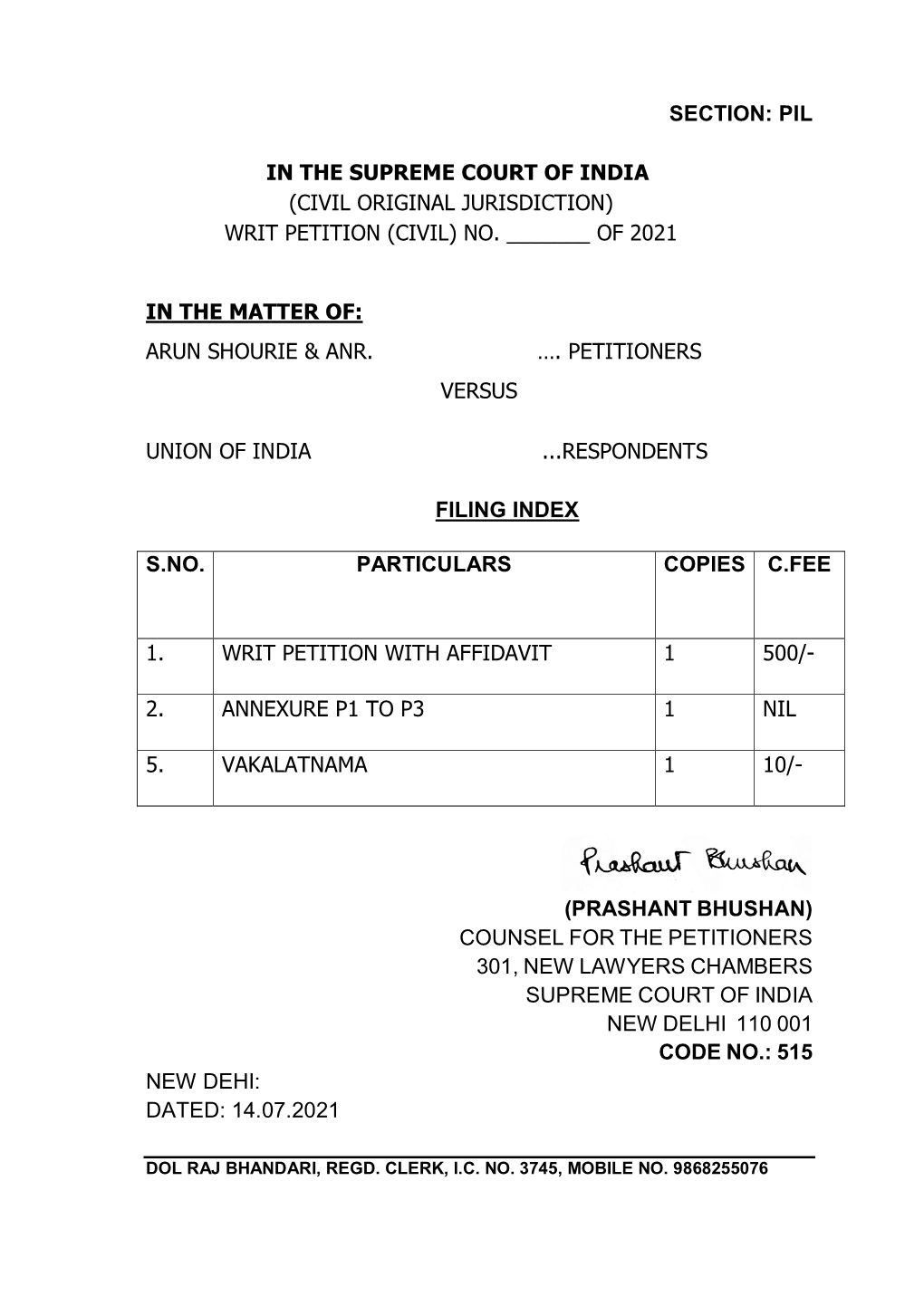 Writ Petition (Civil) No