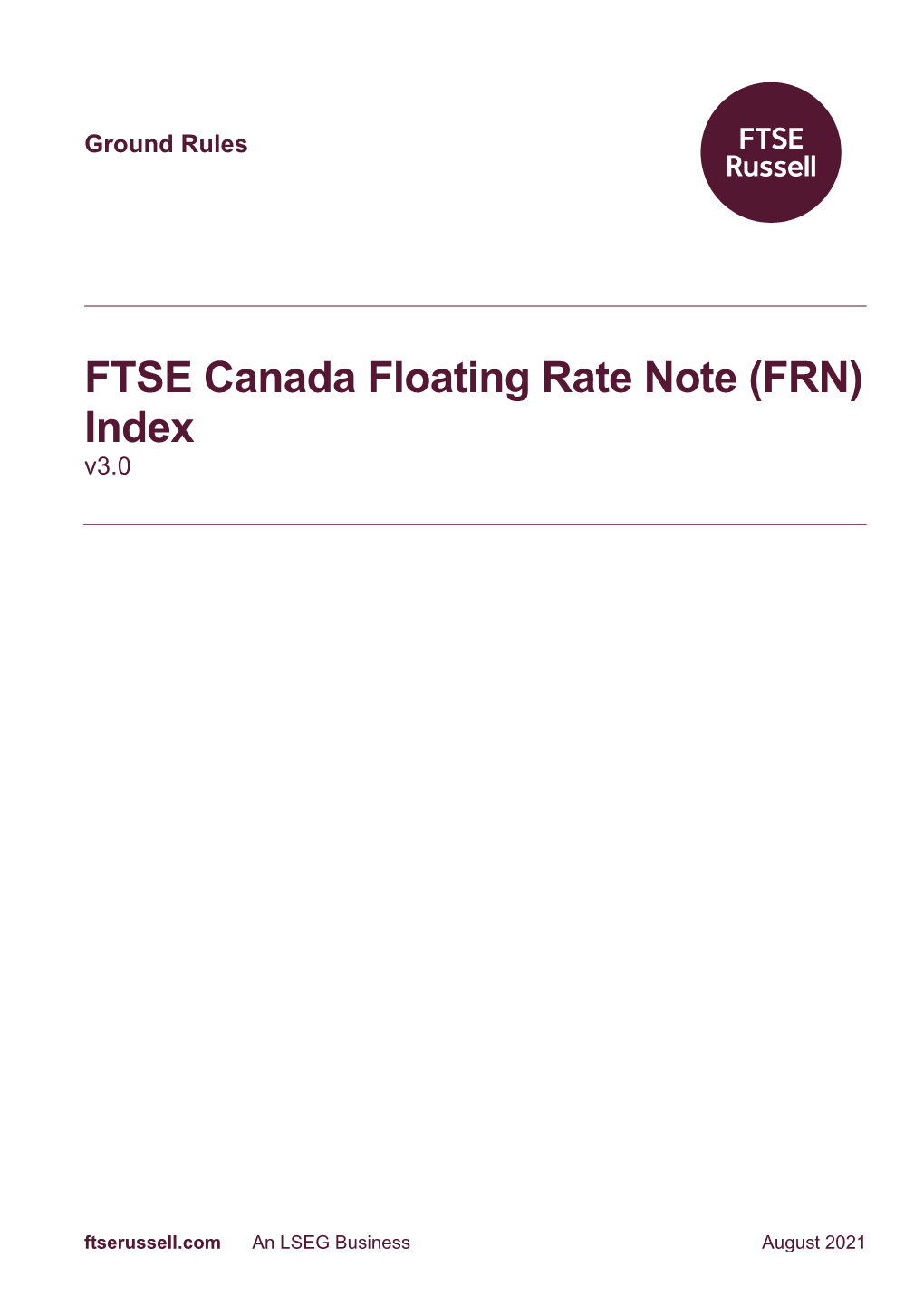 FTSE Canada Floating Rate Note (FRN) Index V3.0