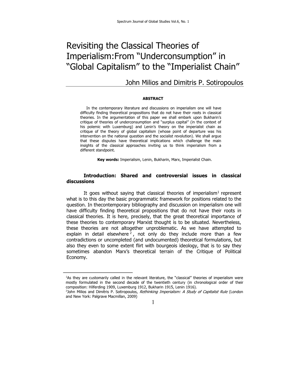 “Underconsumption” in “Global Capitalism” to the “Imperialist Chain”