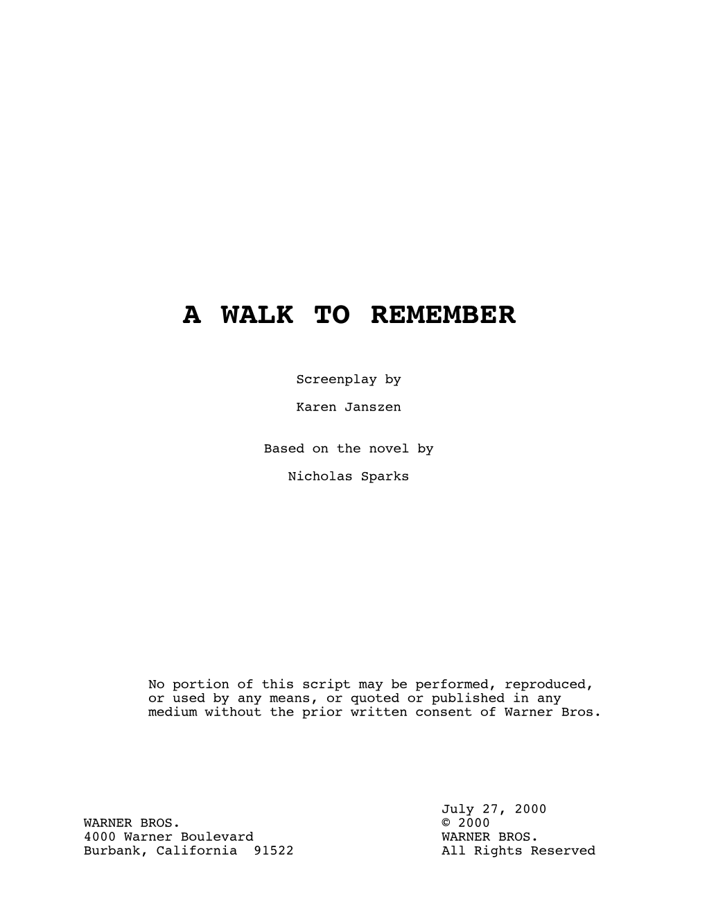 A Walk to Remember