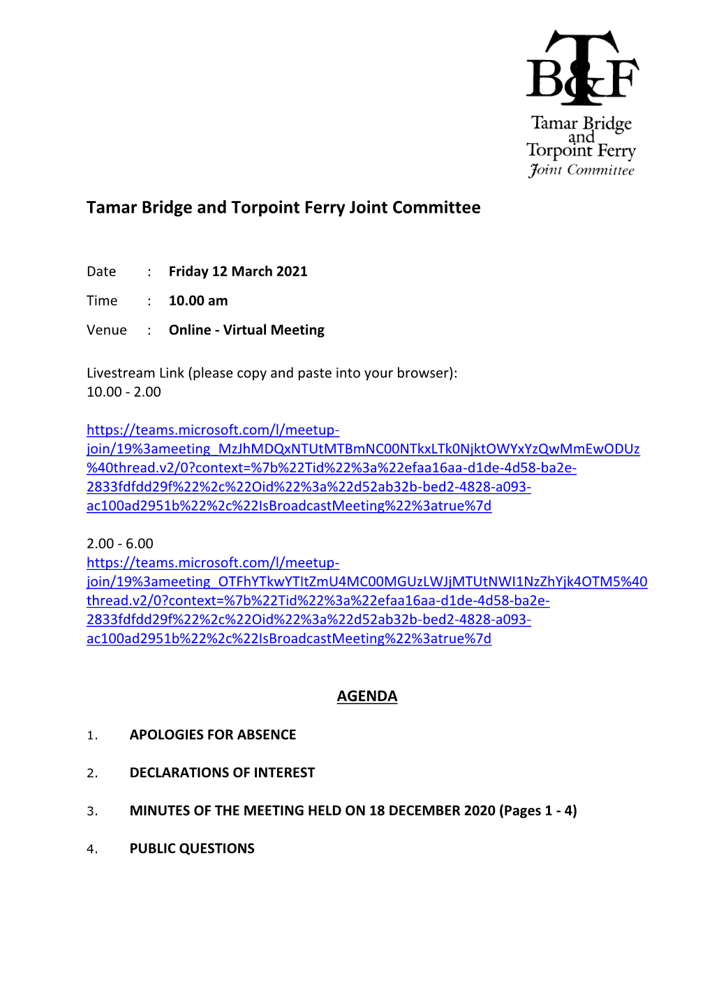 Tamar Bridge and Torpoint Ferry Joint Committee