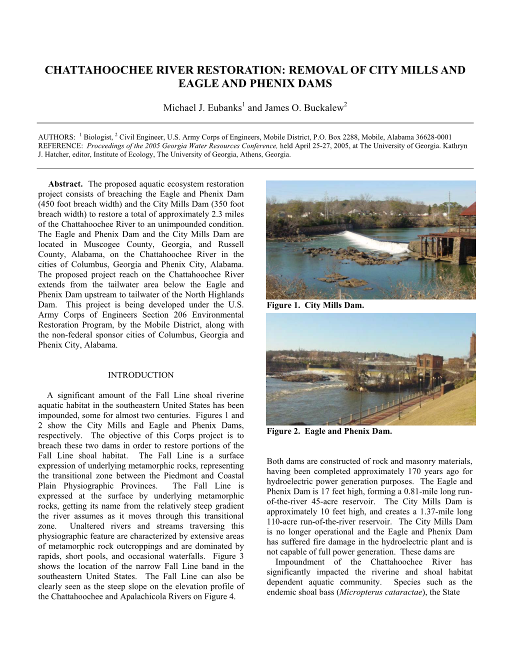 Chattahoochee River Restoration: Removal of City Mills and Eagle and Phenix Dams