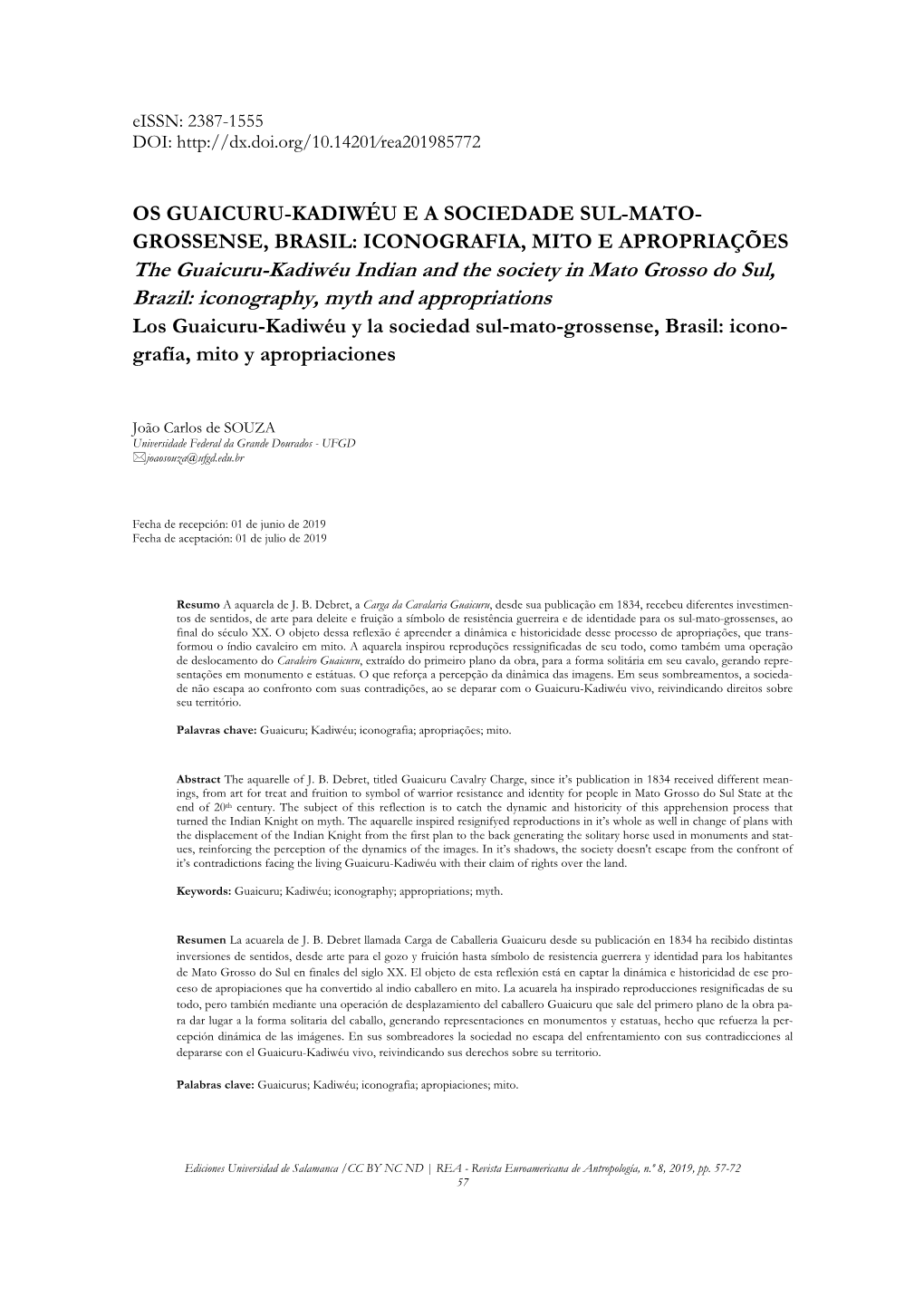 Os Guaicuru-Kadiwéu E a Sociedade Sul-Mato- Grossense, Brasil