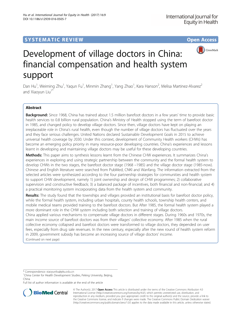 Development of Village Doctors in China