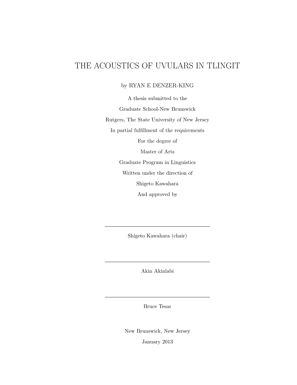 The Acoustics of Uvulars in Tlingit