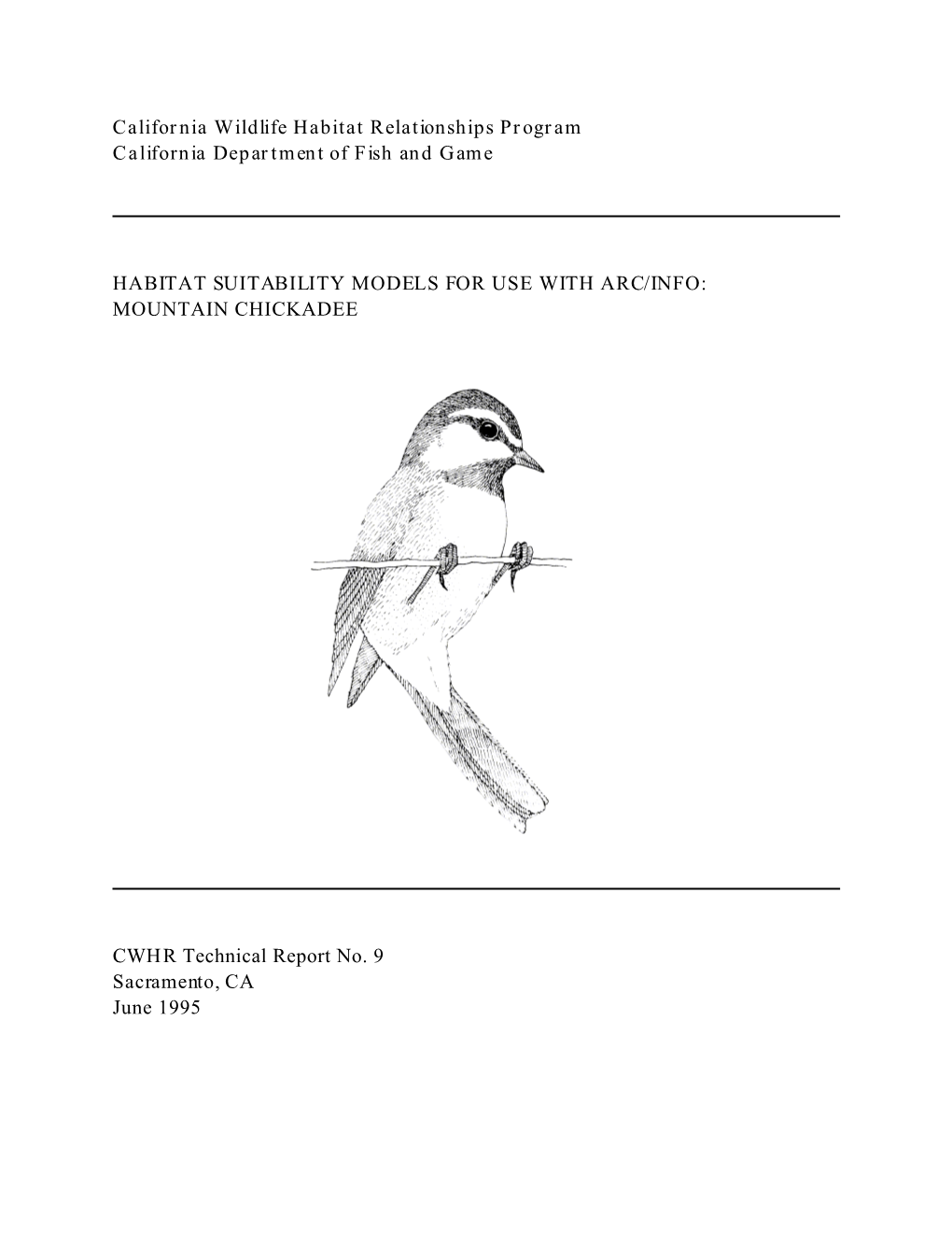 Habitat Suitability Model for Mountain Chickadee