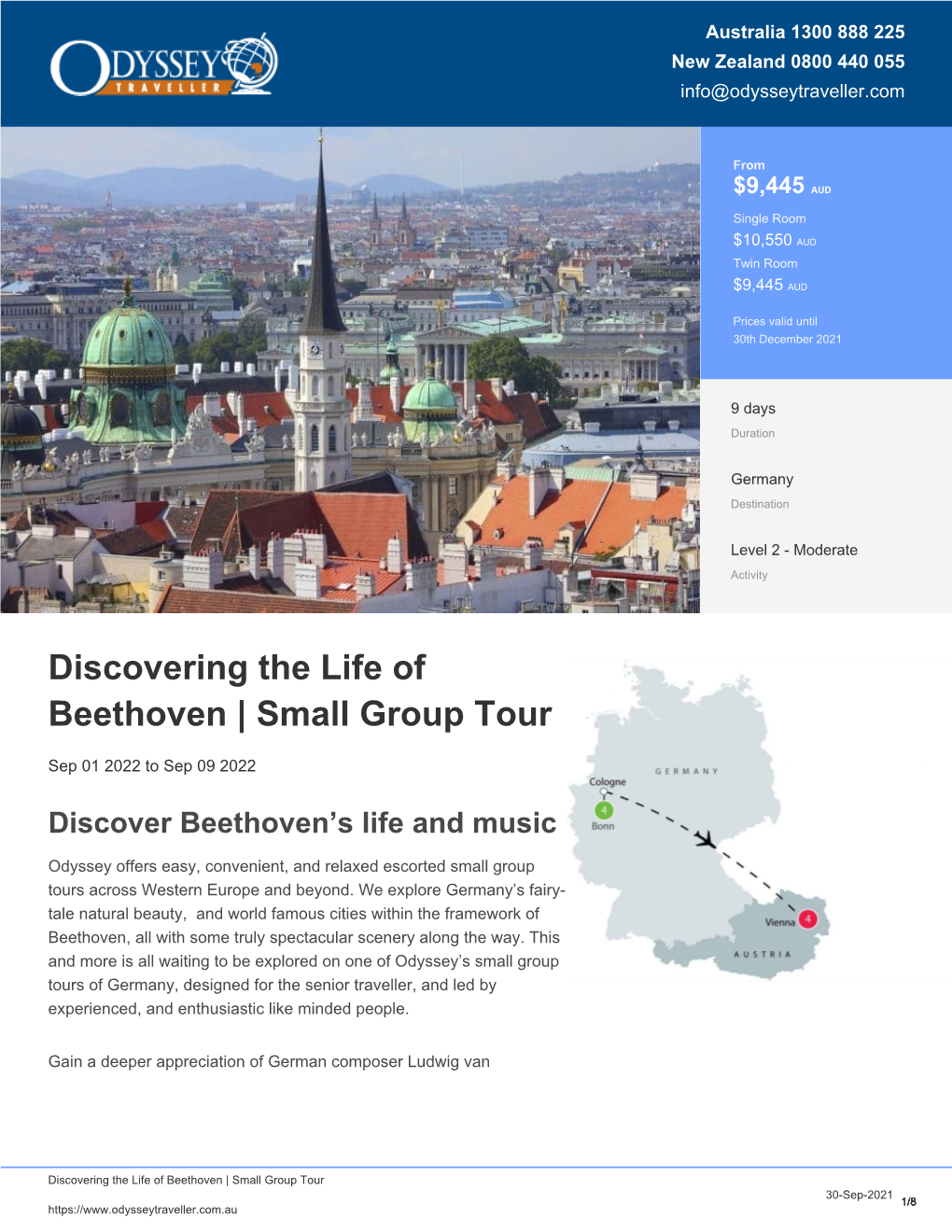 Beethoven Small Group Tour | Escorted Tour for Seniors | Odyssey Traveller