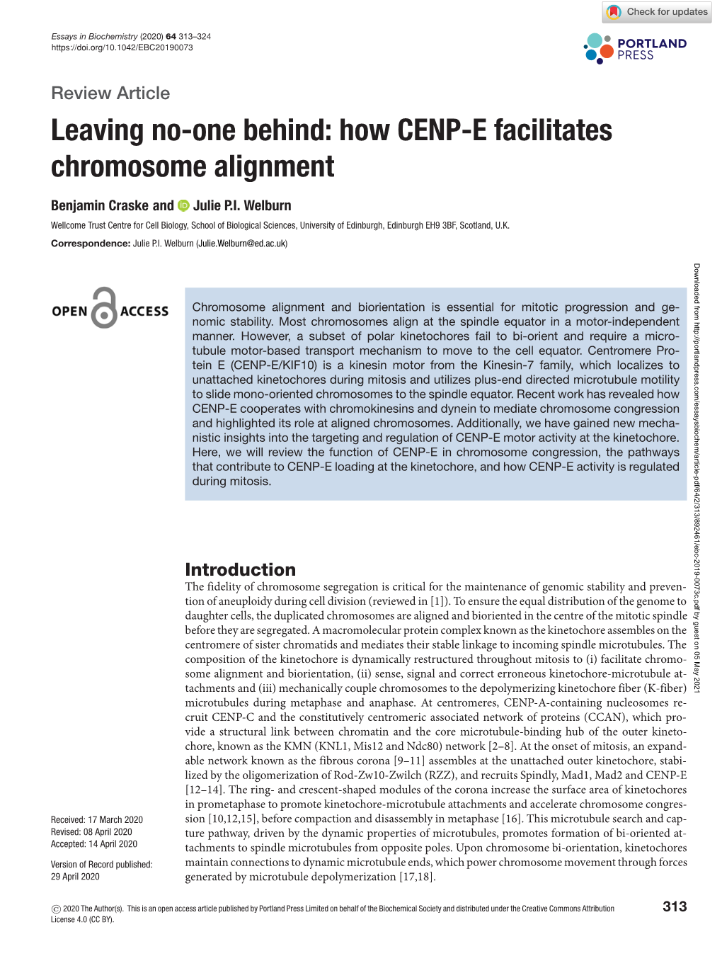 Leaving No-One Behind: How CENP-E Facilitates Chromosome Alignment