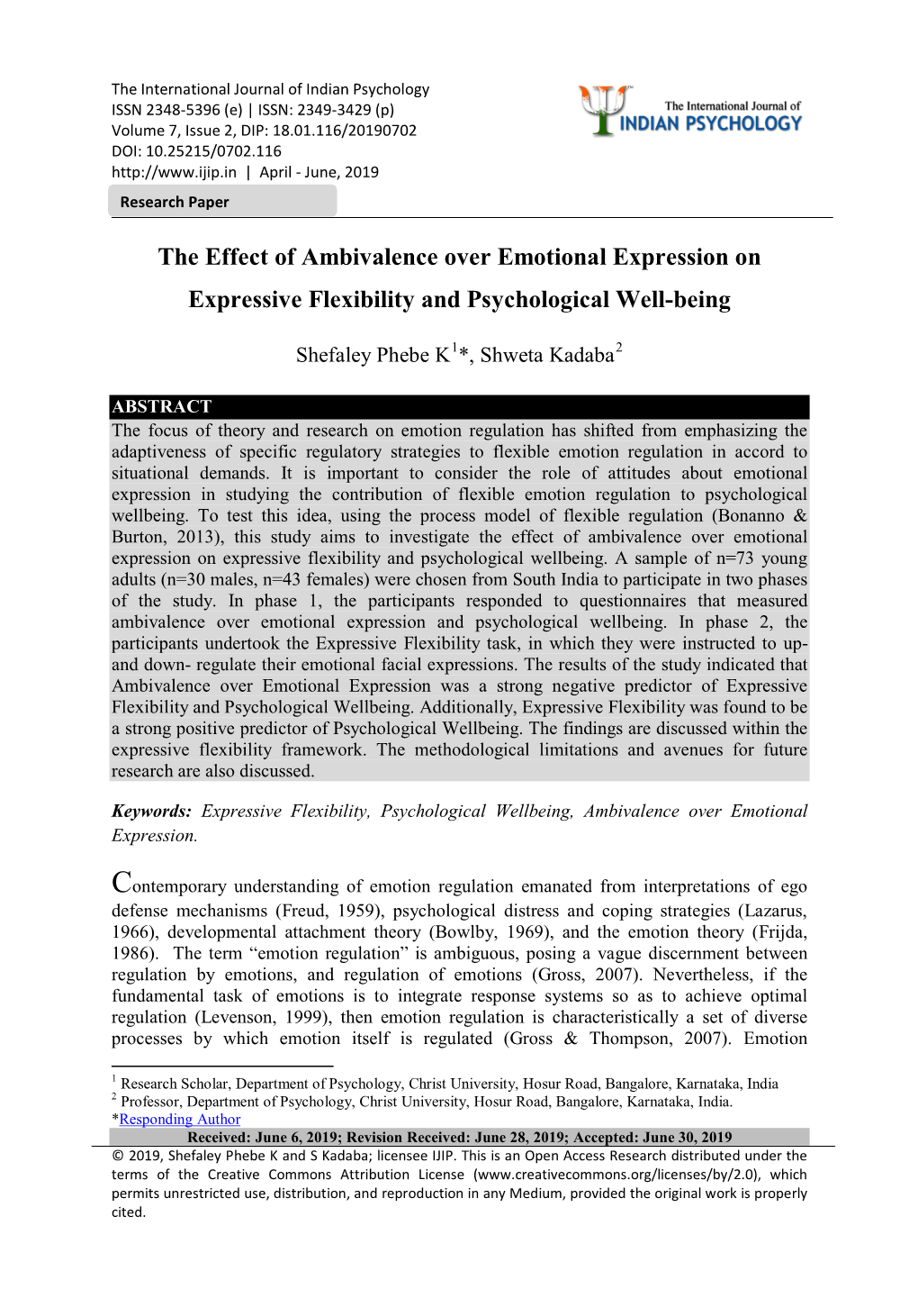 The Effect of Ambivalence Over Emotional Expression on Expressive Flexibility and Psychological Well-Being