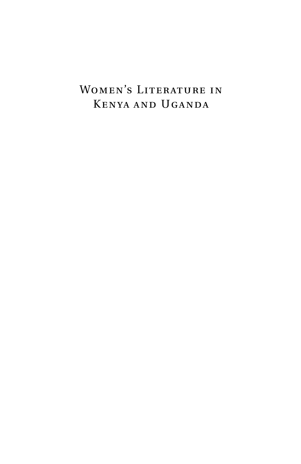 Women's Literature in Kenya and Uganda