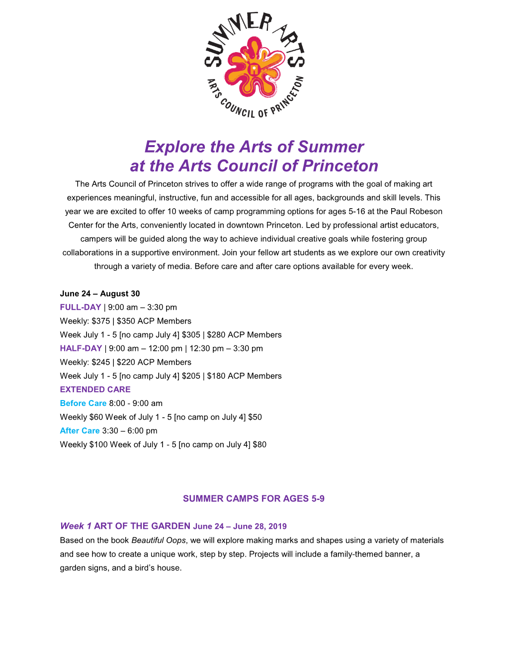 Explore the Arts of Summer at the Arts Council of Princeton