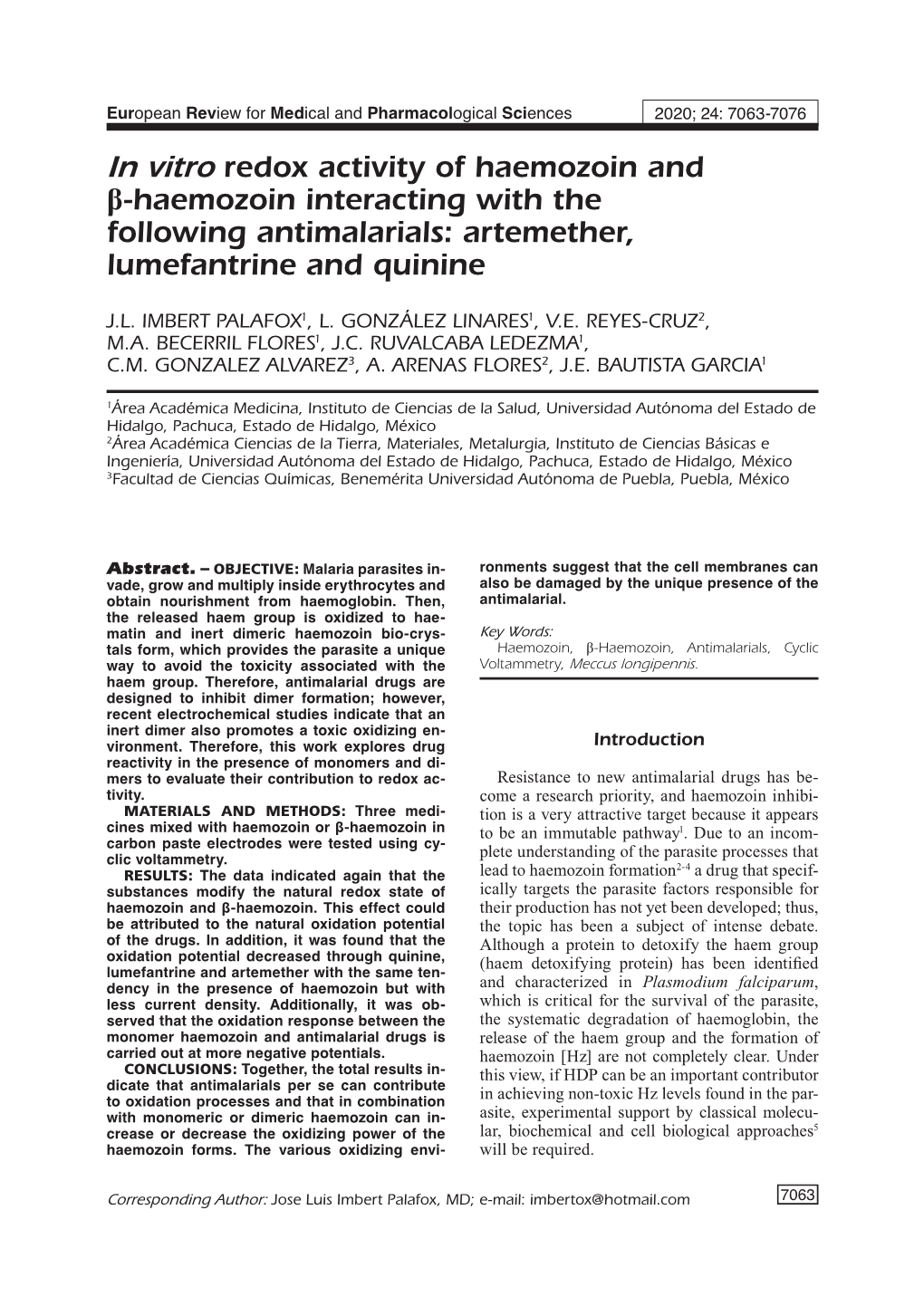 Artemether, Lumefantrine and Quinine