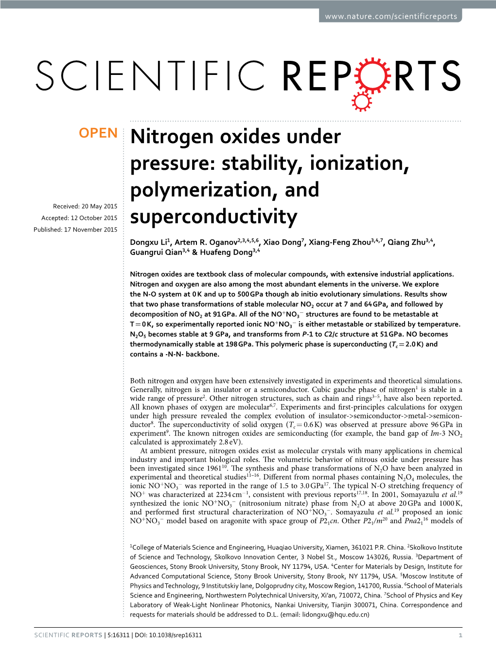 Nitrogen Oxides Under Pressure: Stability, Ionization, Polymerization, and Superconductivity