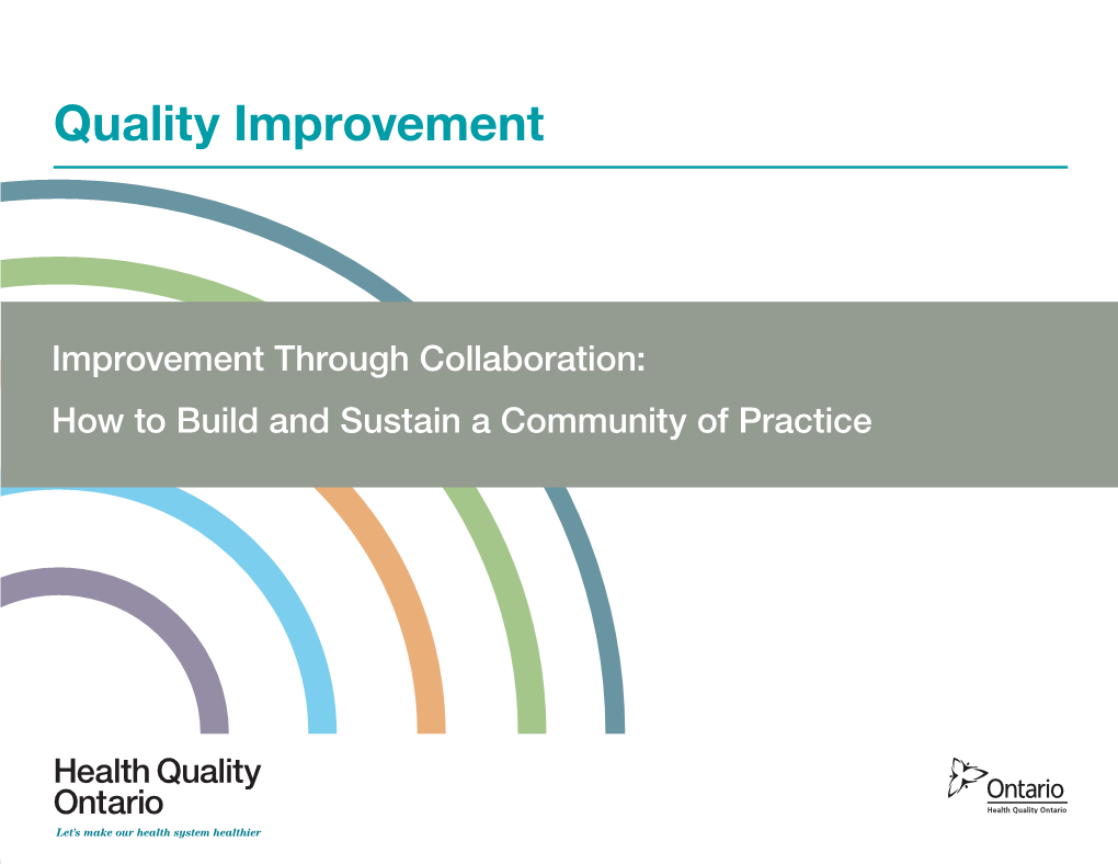 Health Quality Ontario Cop Toolkit