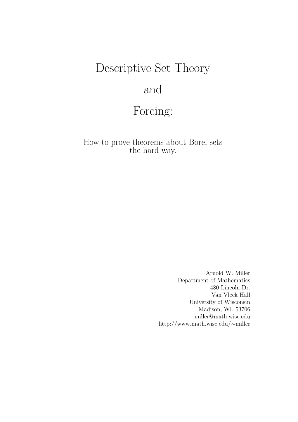 Descriptive Set Theory and Forcing