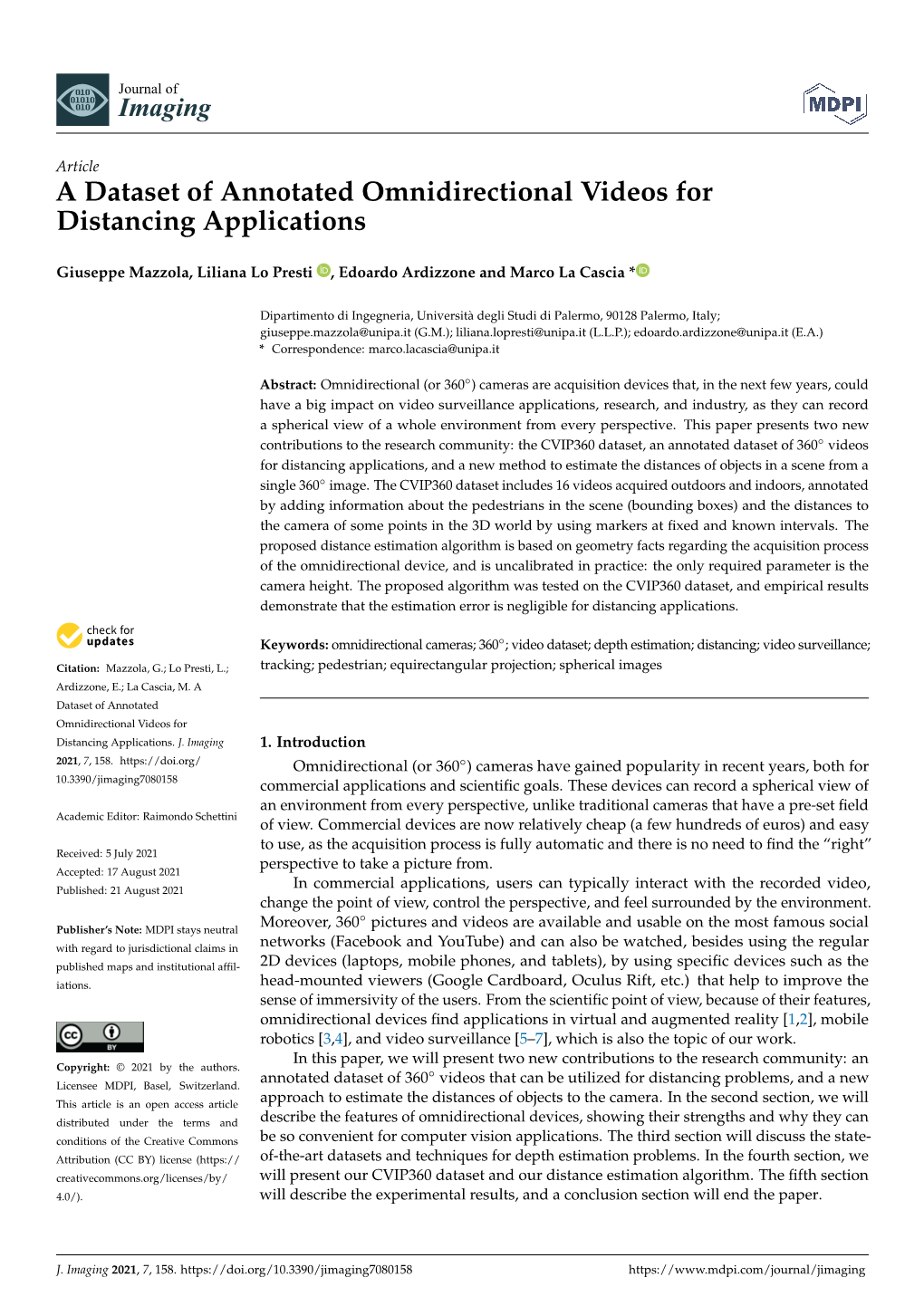 A Dataset of Annotated Omnidirectional Videos for Distancing Applications