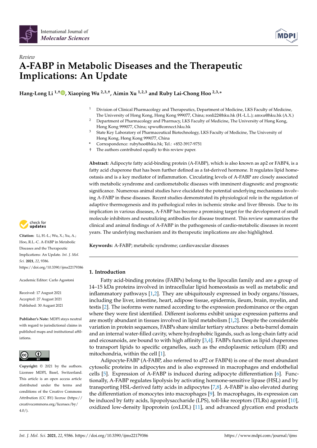 A-FABP in Metabolic Diseases and the Therapeutic Implications: an Update