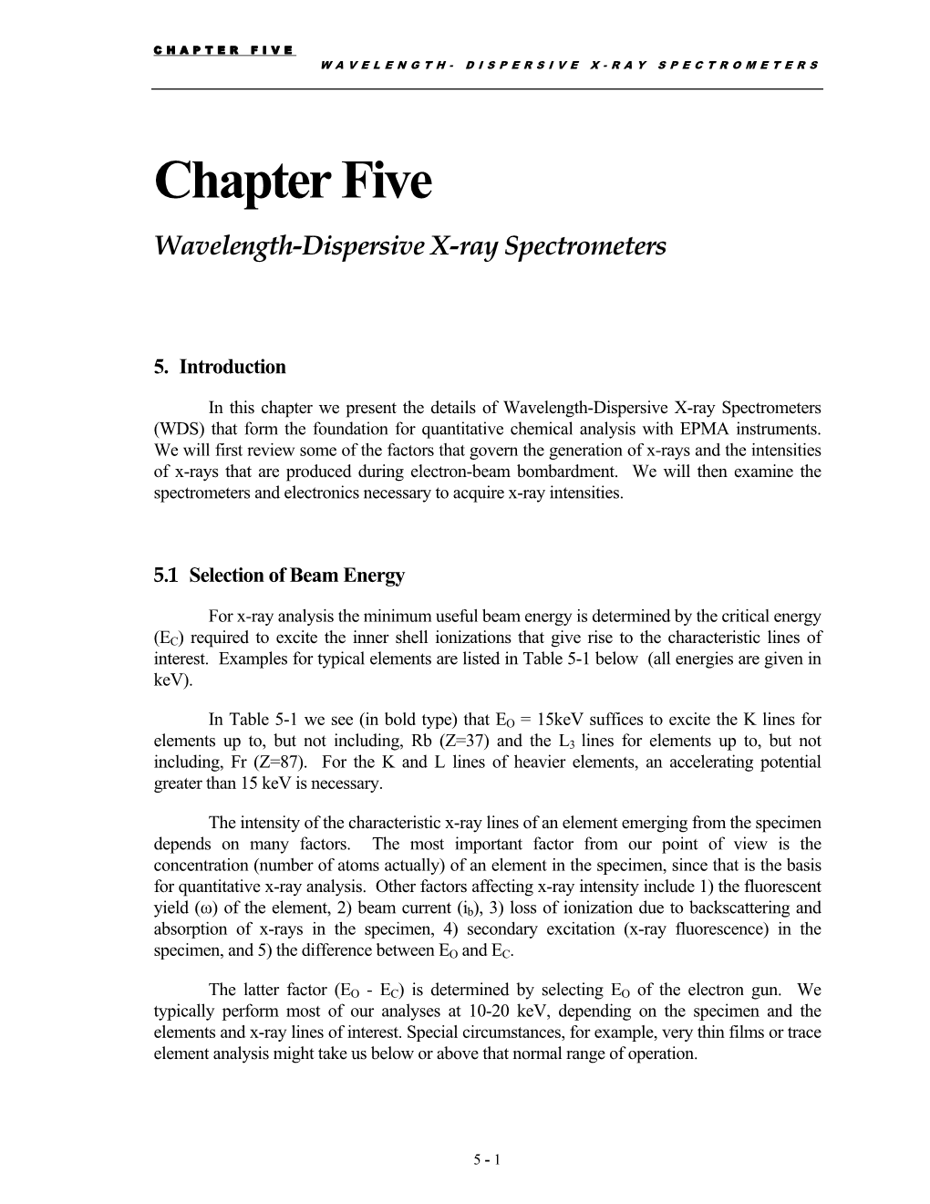 Chapter 5 Wavelength Dispersive Spectrometry