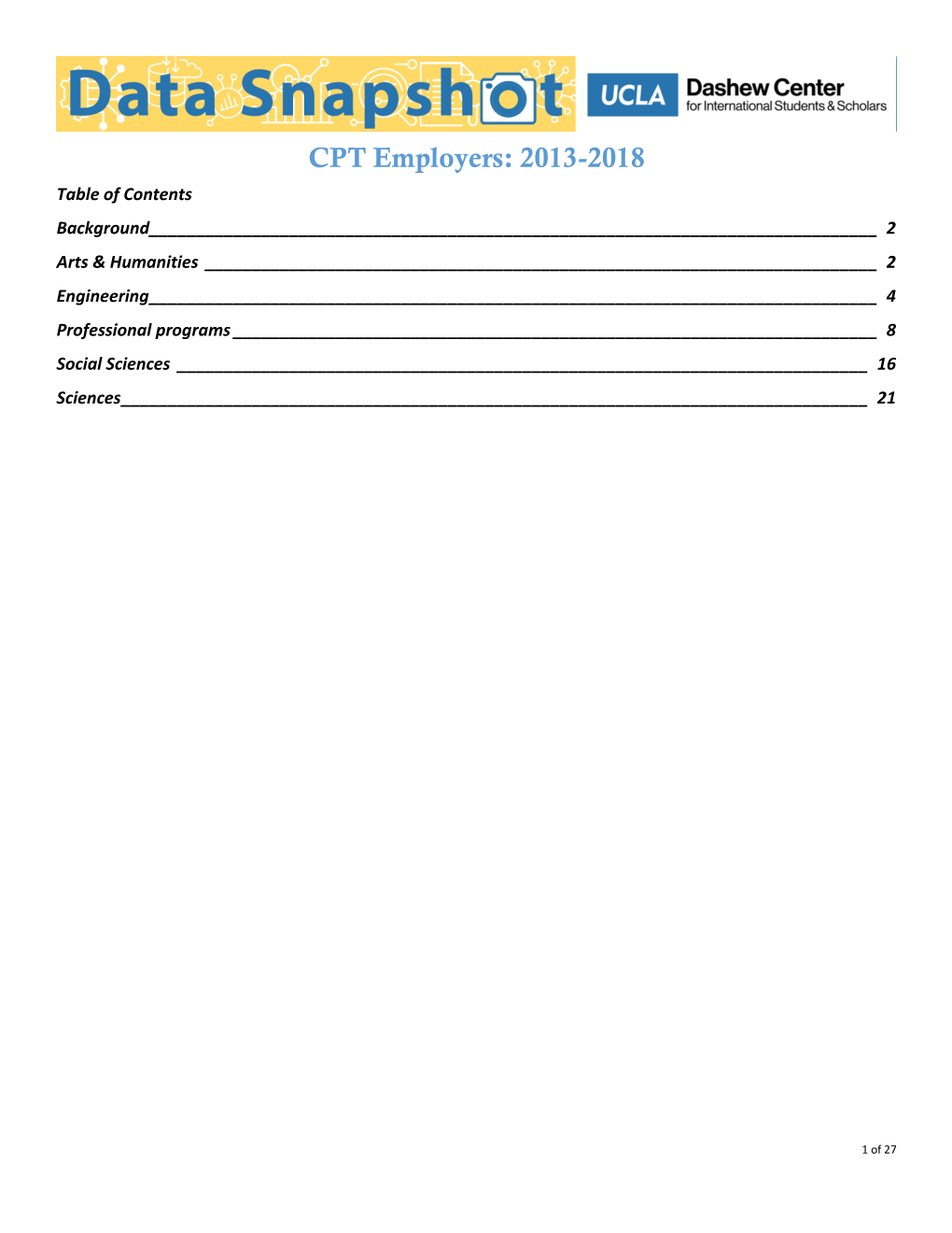 CPT Employers: 2013-2018