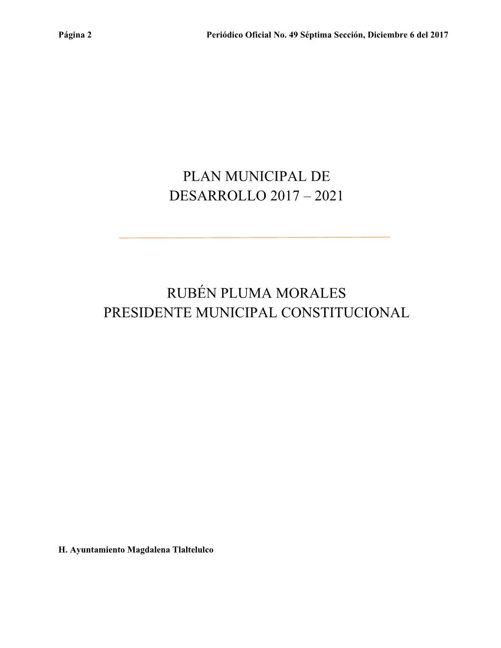 Plan Municipal De Desarrollo 2017 – 2021