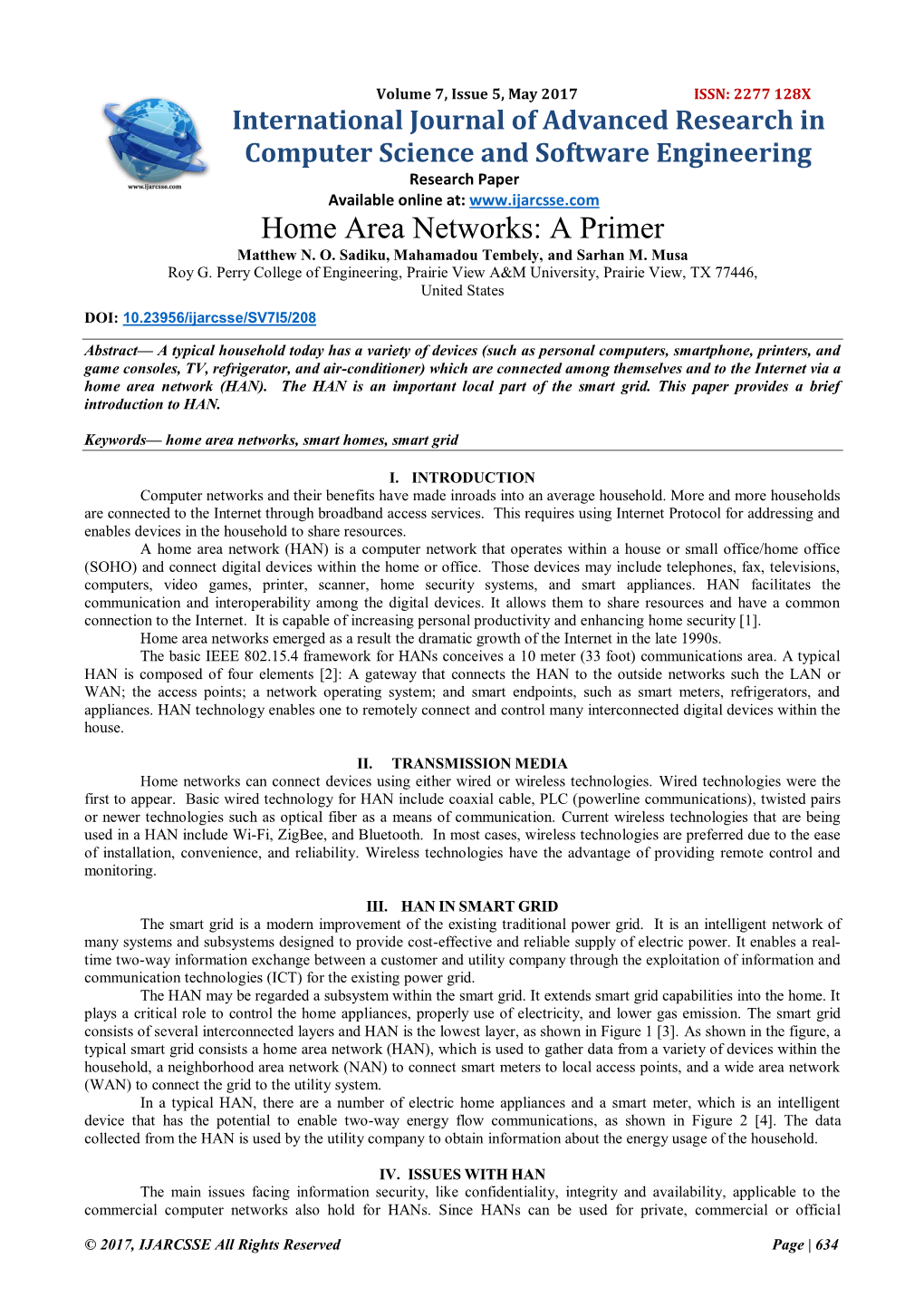 Home Area Networks: a Primer Matthew N