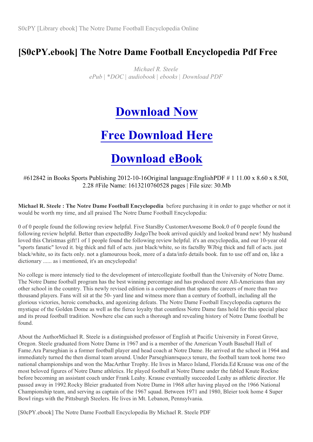 [S0cpy.Ebook] the Notre Dame Football Encyclopedia Pdf Free