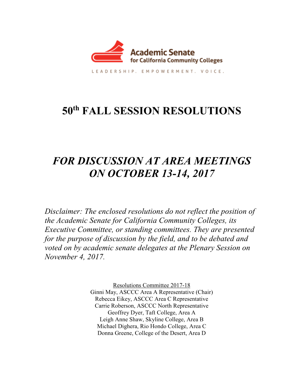 50 Fall Session Resolutions For