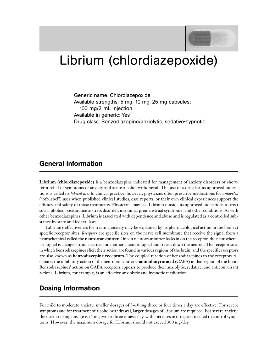 Librium (Chlordiazepoxide)