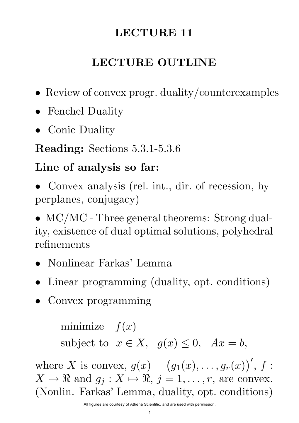 6.253 Convex Analysis and Optimization, Lecture 11