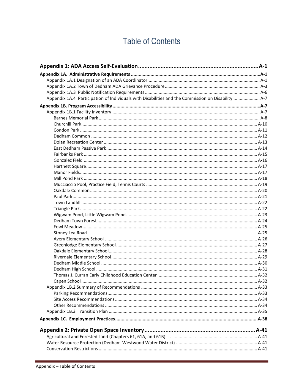 Table of Contents