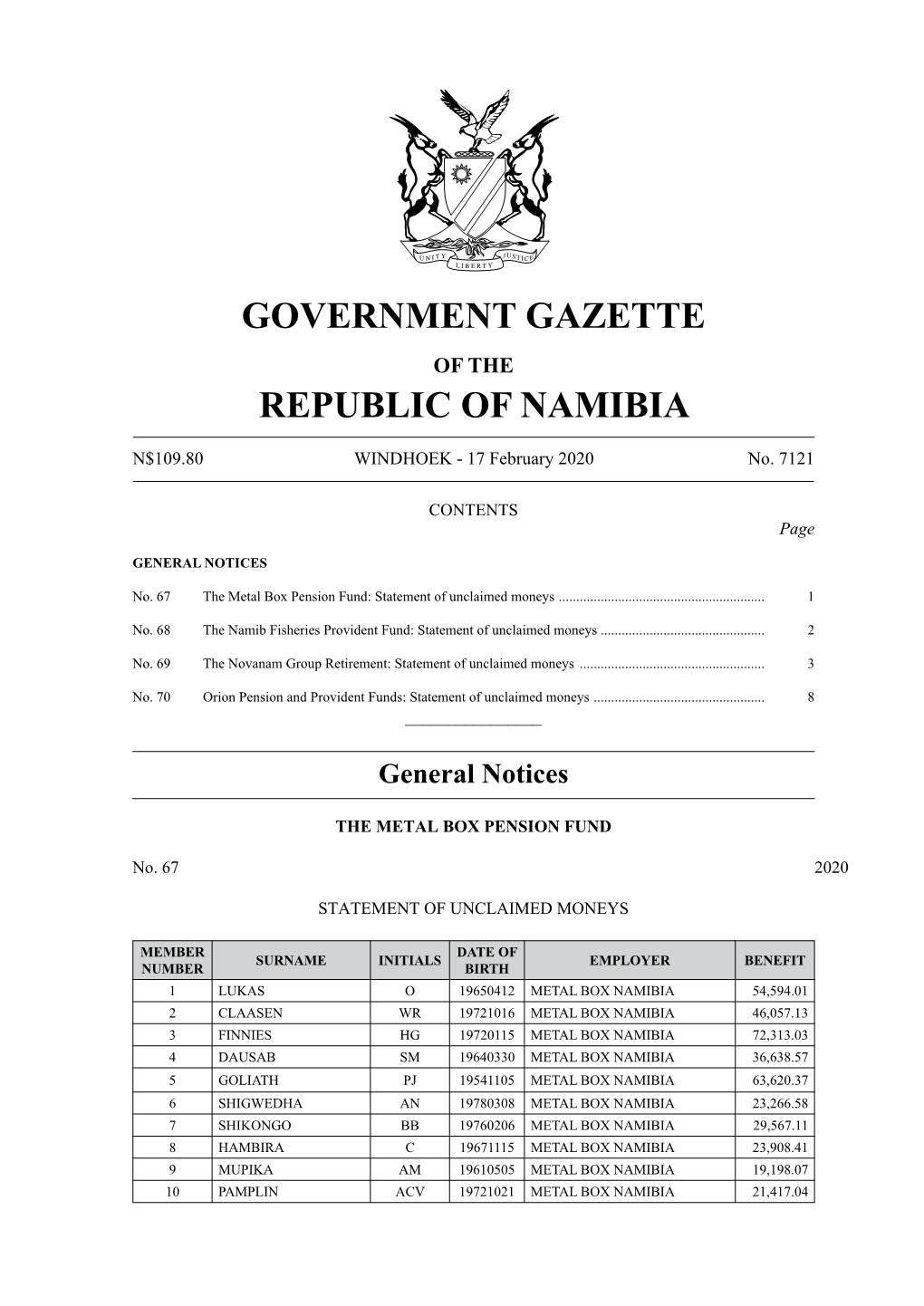 Government Gazette Republic of Namibia