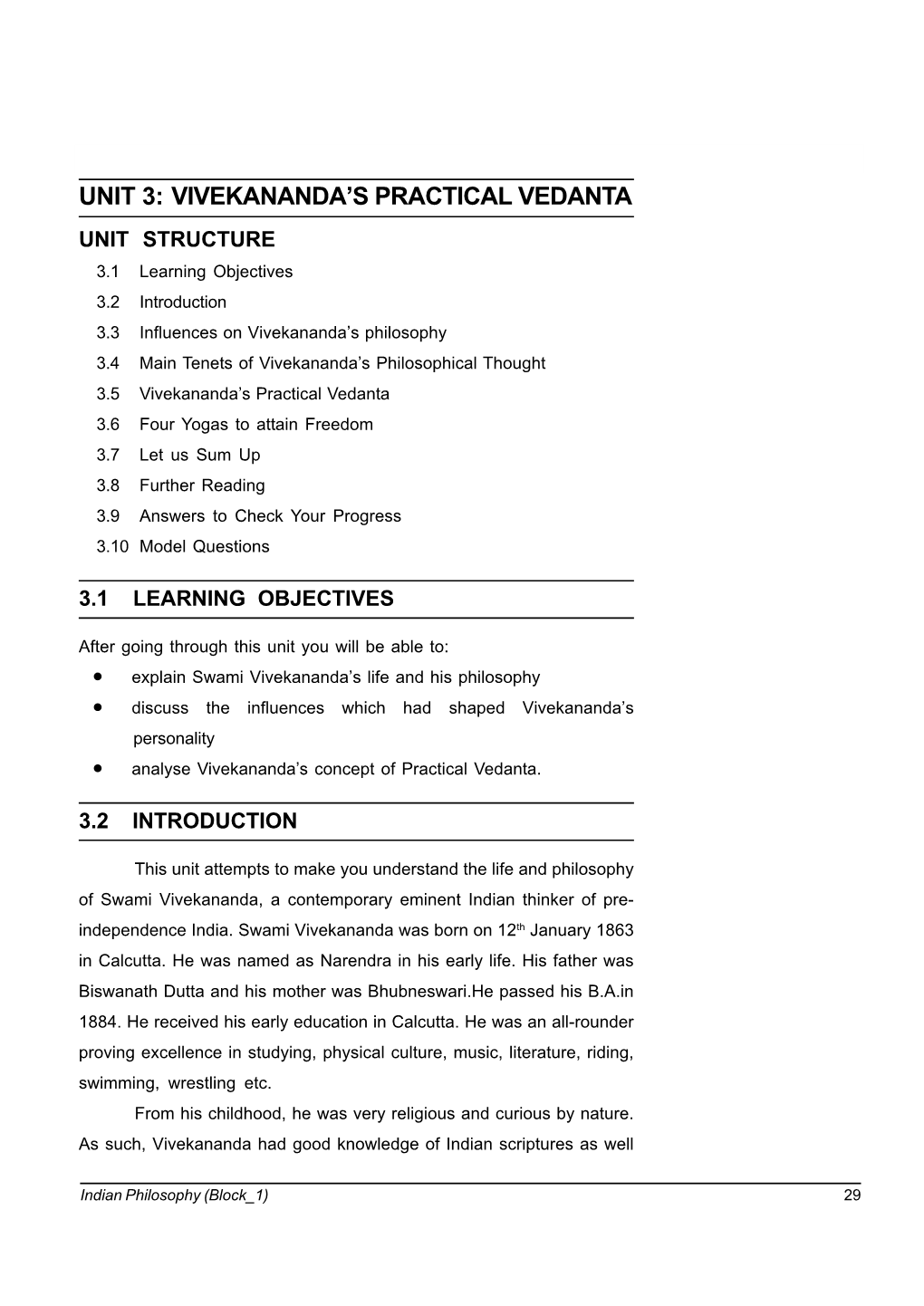 Unit 3: Vivekananda's Practical Vedanta