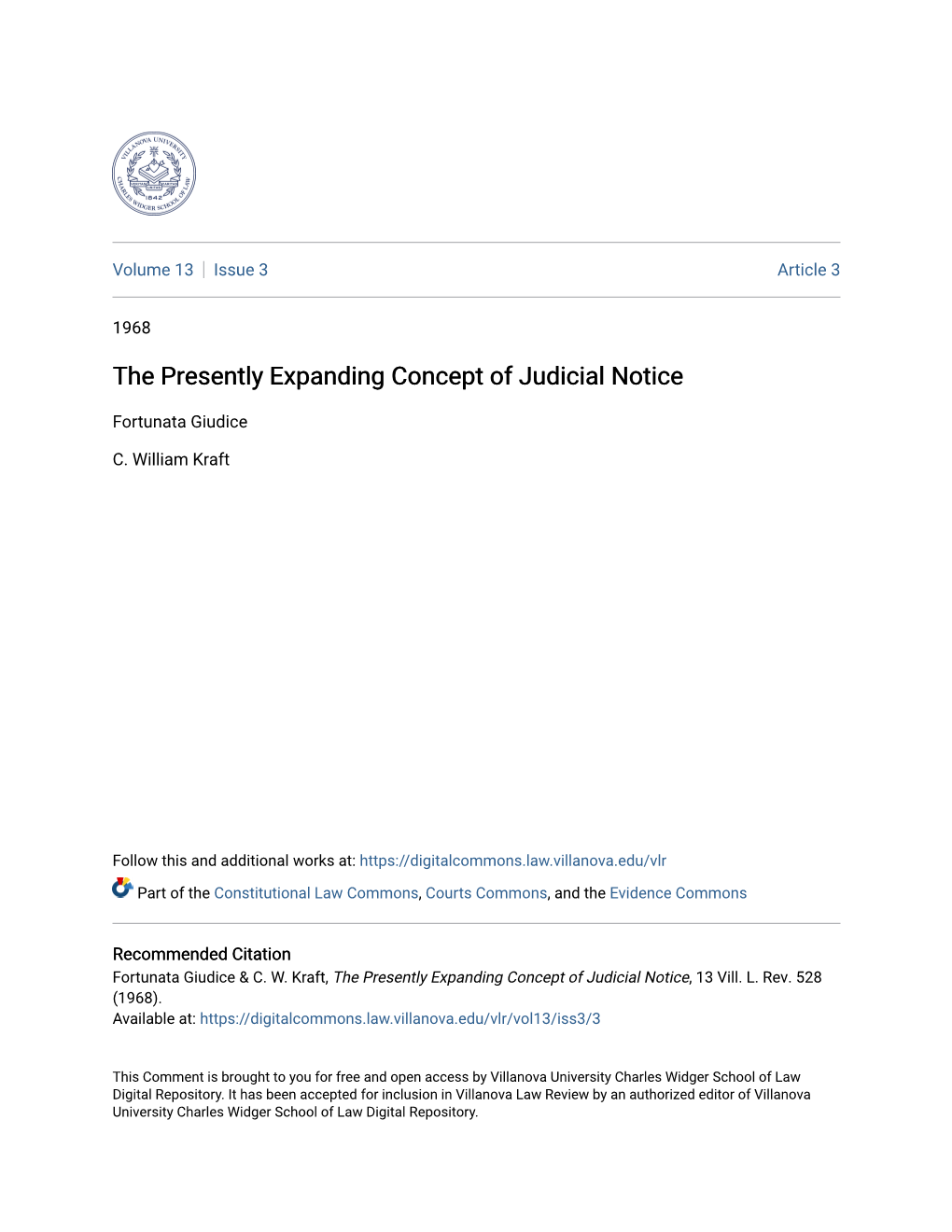 The Presently Expanding Concept of Judicial Notice