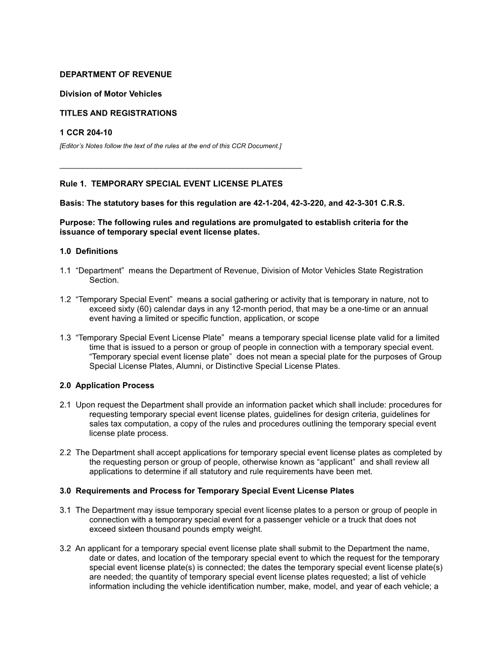 Code of Colorado Regulations 1 CCR 204-10 Rule 16