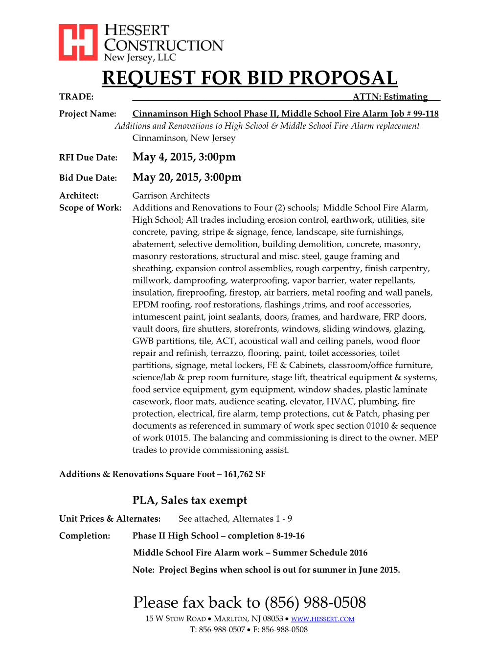 Request for Bid Proposal