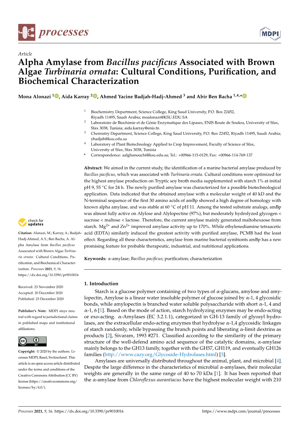 Alpha Amylase from Bacillus Pacificus Associated with Brown Algae