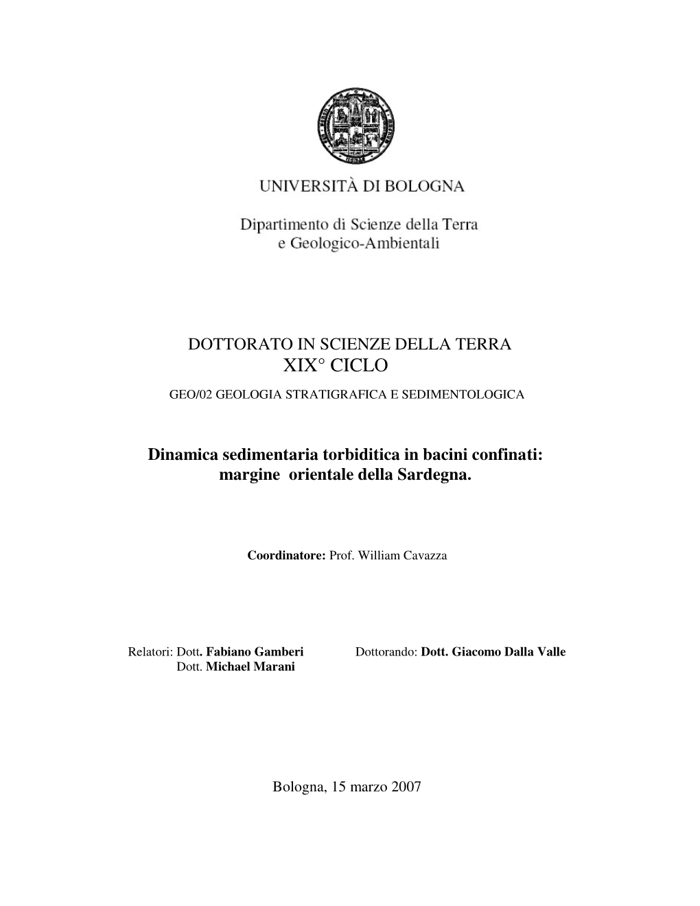 Xix° Ciclo Geo/02 Geologia Stratigrafica E Sedimentologica