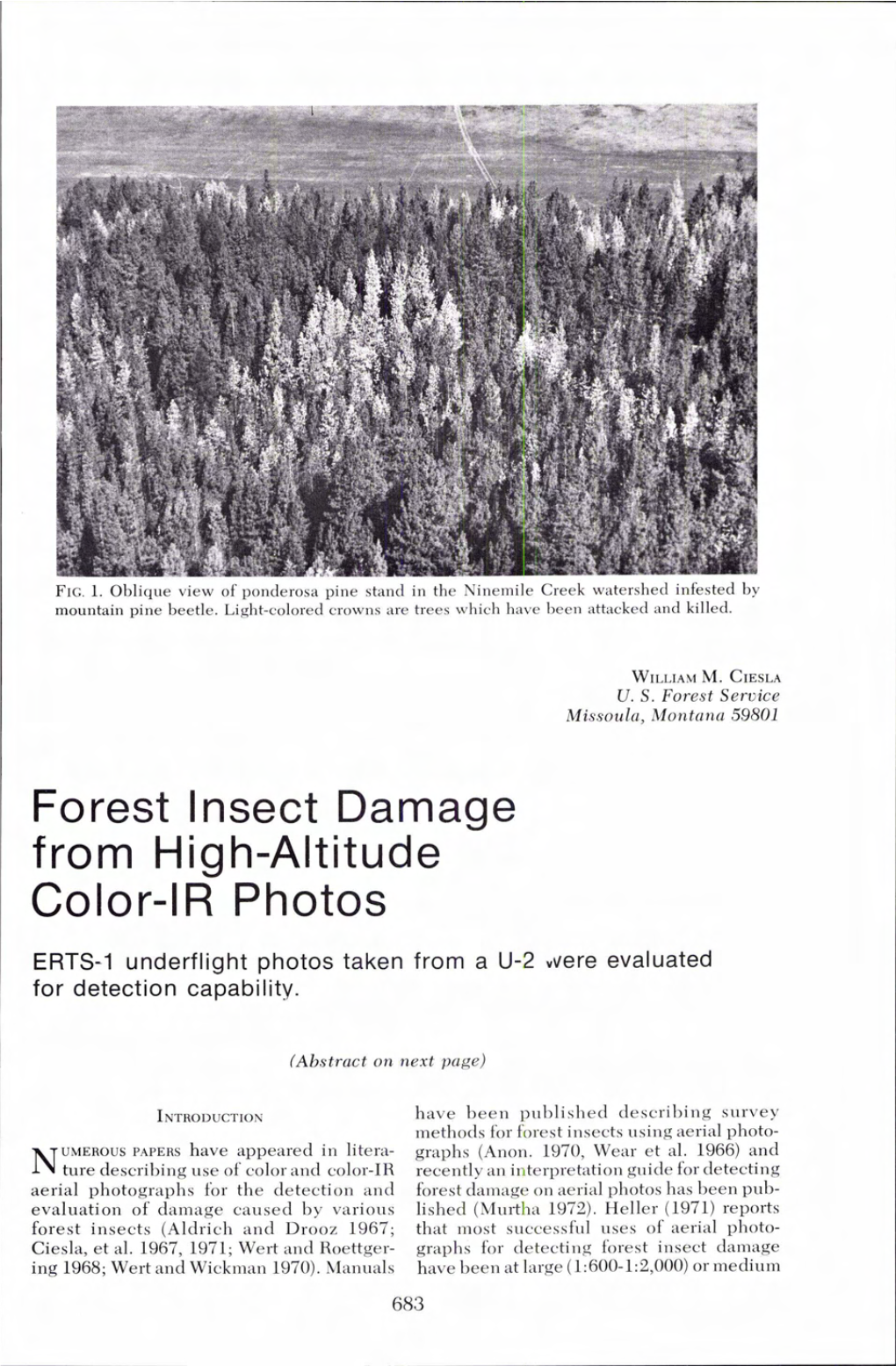 Forest Insect Damage from High-Altitude Color-IR Photos