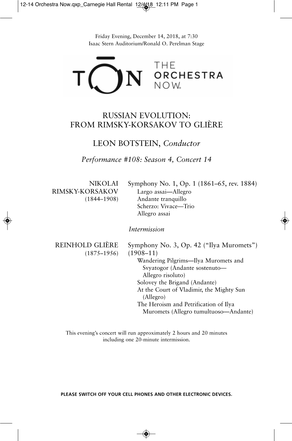 FROM RIMSKY-KORSAKOV to GLIÈRE LEON BOTSTEIN, Conductor